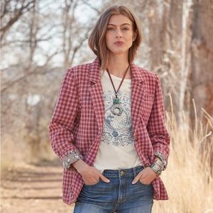 Sundance The Lisa Blazer Rose Plaid  - Size L